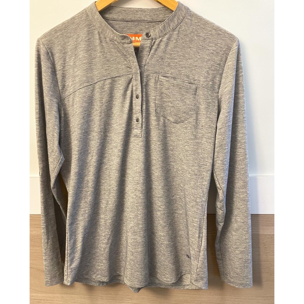 Simms Drifter Fishing‎ Roll Tab Sleeve Heather Gray Women's Medium Henley Shirt